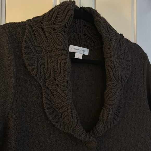Merona Women’s Chocolate Brown Button Cardigan, size L - Picture 6 of 8